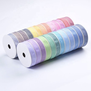 Rubans à carreaux écossais double face de haute qualité 1,6 cm 100 % polyester pour décoration de fête, mariage, emballage cadeau et fleurs - Product Image 1