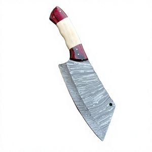 Cuchillo de carnicero de verduras de carne forjada a mano de acero de Damasco de alta calidad, cuchillo de cocina Tang completo, cuchillo de Chef con mango de hueso de camello - Product Image 1