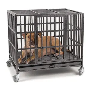 TYXD Large Escape Proof Toughest Powder Coated Stainless Steel Dog Cage Medium Metal Pet Kennel Cage With Wheels