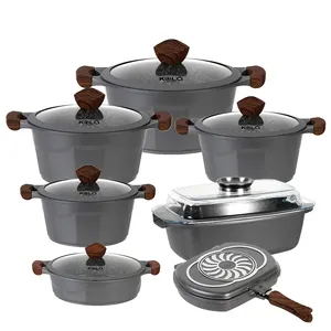 Kala good selling granite cookware set non stick marble aluminum cooking pots and pans set wholesale cookware set