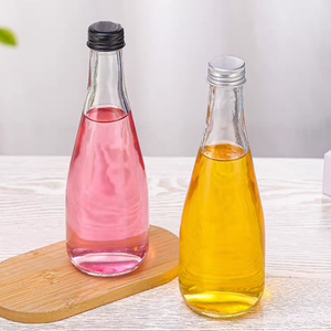 Bouteilles en verre transparent personnalisées pour jus, eau, <span class=keywords><strong>soda</strong></span> avec bouchons à vis pour boissons minérales, impression sérigraphique - Product Image 5