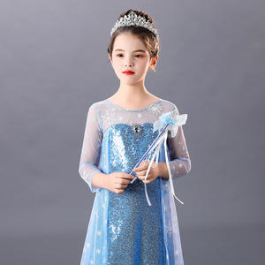 Costume Cosplay per bambini Elsa abito da ballo con paillettes impreziosito fiocco di neve abito da principessa per bambine - Product Image 6