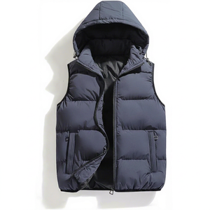 Chaleco Acolchado Reversible con Capucha para Hombre, Relleno de Poliéster, Chaqueta sin Mangas con Cierre y Bolsillos para Invierno - Product Image 1