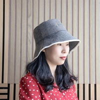 Chapeau Bob en Feutre de Laine Doux avec Bordure Cousue Contrastante et Détail Couronne Dorée Gris Style Unisexe pour Trajet Quotidien