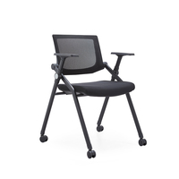Chaise de conférence pliable ergonomique à dossier mi-haut en maille respirante avec roulettes