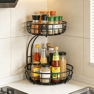 Panier à fruits en fil métallique à 2 niveaux, moderne, circulaire, détachable, avec poignée écologique, idéal pour les comptoirs de cuisine et de salle de bain – Vente directe usine - Product Image 5