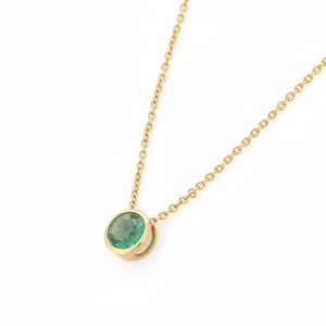 Collar con colgante de Esmeralda redonda, joyería fina, colgante de cadena de oro amarillo sólido de 18K, joyería hecha a mano - Product Image 1