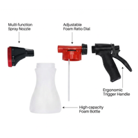 Canon à mousse à basse pression avec cadran de réglage du rapport pour tuyau d'arrosage, pistolet à mousse pour lavage de voiture, lance à mousse pour neige, pour le nettoyage des véhicules et du jardin