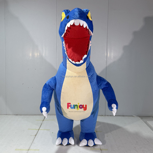 Disfraz Inflable <span class=keywords><strong>de</strong></span> Tiranosaurio Rex Azul, Traje <span class=keywords><strong>de</strong></span> Mascota <span class=keywords><strong>de</strong></span> <span class=keywords><strong>Dinosaurio</strong></span> <span class=keywords><strong>de</strong></span> Peluche <span class=keywords><strong>de</strong></span> Cuerpo Completo con Púas Rojas y Boca Abierta Grande - Product Image 5