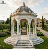 Gazebo en marbre blanc naturel de haute qualité personnalisable pour la décoration extérieure de jardins, villas et manoirs