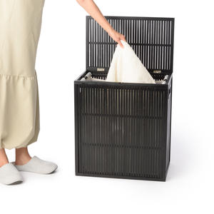 Hot Selling Rectangle Premium Quality Foldable Bamboo <b>Laundry</b> Hamper with Liner <b>Bag</b> and Lid for Sale - Product Image 6