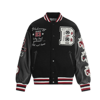 Veste de baseball pour homme avec broderie de haute qualité, au design streetwear américain élégant et en tissu de coton.