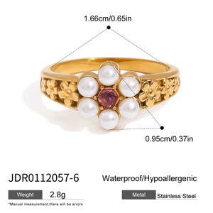2026 New Vintage Stainless Steel Jewelry 18K PVD Gold Rings Luxury Jewelry <b>Pearl</b> Zircon Heart Square Flower <b>Watch</b> Rings Gift - Product Image 2