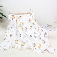 Couverture de poussette pour bébé en coton crêpe, couleur unie, motif de dessin animé mignon, écologique, sûre, à volants