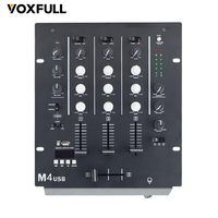 VOXFULL M4USB Mixer Scratch 3-Kanal untuk Meja DJ dengan Input USB, BT & 6 Input Audio, Dirancang untuk DJ