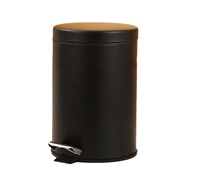 Poubelle à pédale en acier inoxydable noir écologique de 3 litres sans couvercle, pour bureau, maison, hôtel, cuisine, salle de bain, seau de rangement