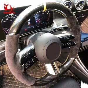 Cubierta de cuero de ante para volante de <span class=keywords><strong>Mercedes</strong></span> Benz, cubierta de cuero de fibra de carbono, buena calidad, para <span class=keywords><strong>Clase</strong></span> <span class=keywords><strong>E</strong></span>, <span class=keywords><strong>Estate</strong></span>, Cabriolet, S580e, L, <span class=keywords><strong>Clase</strong></span> C, 2021, <span class=keywords><strong>2022</strong></span> - Product Image 5