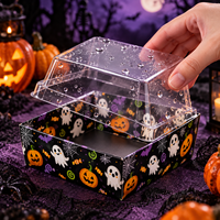 Boîte à biscuits d'Halloween avec couvercle transparent, boîtes à friandises en papier, emballage pour bonbons, conteneur à pâtisserie pour boulangerie, boutique de desserts