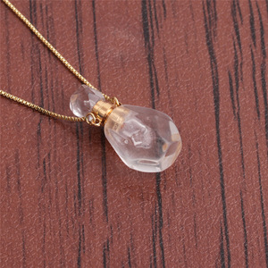 Collar con Colgante de Piedra Preciosa Clásico y Sencillo, Joyería Conmemorativa, Botella de Perfume Abrible en Forma de Llama, Botella para Aceites Esenciales - Product Image 5