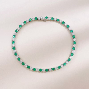Bracelet de créateur en or blanc 18 carats avec diamants de laboratoire et pierres précieuses colorées, bijoux fins pour femme, vente en gros - Product Image 2
