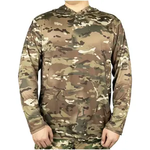 야외 남자 사냥 shits 편안한 경량 위장 후드 긴 소매 셔츠