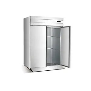 Réfrigérateur commercial à double porte vertical efficace Cuisine en acier inoxydable grande capacité à refroidissement direct