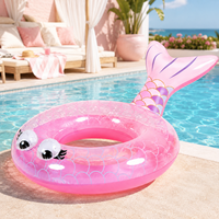 Günstiger Wassersport-Schwimmring: Dicker Rosa Strandparty-Schwimmring aus PVC mit Fischschwanz-Design für Kinder