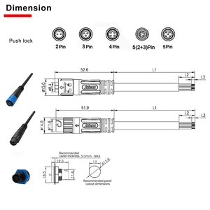 Jnicon M12 Nhanh Chóng Kết Nối Đẩy Khóa Không Thấm Nước IP67 Cáp Để Kết Nối Cáp Cho LED Ánh Sáng Nam Nữ Cắm Ổ Cắm Bảng Điều Chỉnh Núi - Product Image 3