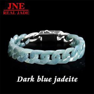 Bracciale a catena cubana con smeraldo naturale tipo A verde fagiolo, in acciaio al titanio, stile Hip Hop, per uomo e donna, alla moda - Product Image 1