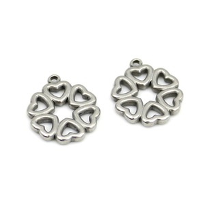 จี้รูปใบโคลเวอร์สี่แฉก Anno Jewelry ทำจากสแตนเลส รูปหัวใจ อุปกรณ์ตกแต่งเครื่องประดับ DIY สำหรับสร้อยข้อมือและสร้อยคอ - Product Image 2