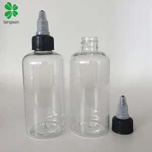 Garrafa de tampa ponteira de plástico transparente, 4oz, 120ml, para animais de estimação, recipiente de tinta de tatuagem com empurrar, venda imperdível