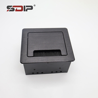 145*130 cepillo de aluminio Power Grommet debajo del escritorio Metal oculto salida multifuncional Oficina enchufes de mesa empotrados