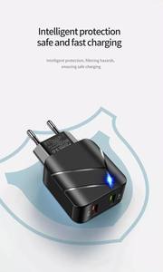 Cargador de Viaje LED con 2 Puertos USB de Carga Rápida QC3.0 para Tablet y Teléfono Inteligente, Adaptador de Pared Dual con Enchufe EU/US, Cargador de Teléfono con 2 USB - Product Image 4