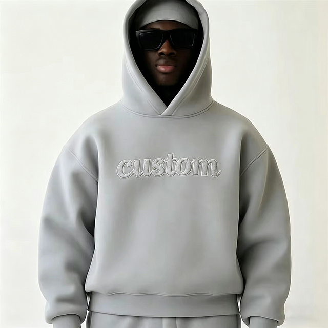 Custom logo Embroidery 500GSM Heavyweight Fleece 100% Cotton Oversized Hoodie Boxy Streetwear Pullover Cropped Men Hoodies