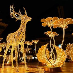 زينة عرض الأعياد الخارجية بتصميم غزال الرنة الفخم الأبيض المضيء، كبير الحجم، بذيول أنيقة، لمنزل العطلات، لوازم بيع ساخن - Product Image 1