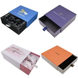 Luxury Wigs White Drawer Box Cardboard Logo Printed With Satin Insert Perfume Gift Box Packaging With Window Clothes Sliding Box