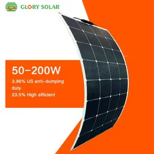 Conjunto de sistema de energia solar, conjunto de energia solar, fabricante de tiras mono de célula de energia solar 100w 200w, painel solar flexível para barco