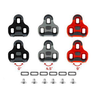 Pédales de vélo de route à <span class=keywords><strong>clip</strong></span> autobloquant 0/4,5/9 degrés en TPU, couleur noir/rouge, compatibles avec les chaussures de vélo - Product Image 1
