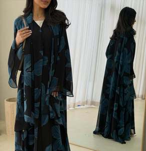 Abito Abaya OEMTrendy con Stampa Digitale, Stile Chiuso, Orlo Spaccato, Vestito Lungo per Primavera Estate in Europa, America <span class=keywords><strong>e</strong></span> Medio Oriente - Product Image 4