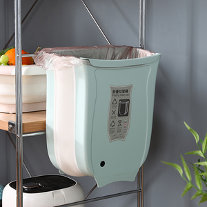 Kitchen Folding Wall-Mounted Trash Can Inside Garbage Bin Plastic Trash Bin With Garbage Bag