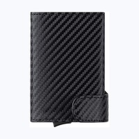 Porte-cartes de crédit automatique en cuir PU, anti RFID, portefeuille en aluminium, mince, étui pour cartes de visite