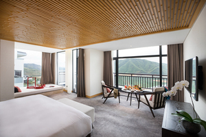 Ensemble de lit de chambre d'hôtel moderne en bois de luxe Alila Angi Resort avec design à panneaux pour appartement et <span class=keywords><strong>salon</strong></span> - Product Image 3