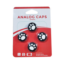4 buah sarung silikon sakelar pegangan jempol kaki kucing penutup Joystick untuk Nintendo Switch Joycon Joystick penutup Analog topi Thumbstick