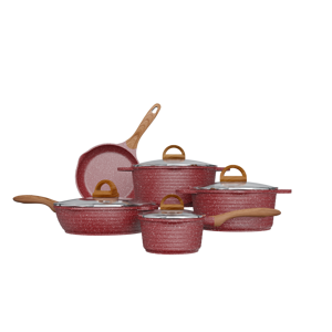 รูปแบบใหม่ชุดเครื่องครัวครัวตายหล่ออลูมิเนียมเคลือบหินแกรนิตไม่ติดเครื่องครัวหม้อและกระทะชุด - Product Image 5