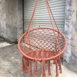 <b>Hanging</b> Basket, Outdoor Handmade Cotton Rope <b>Hanging</b> Chair, Balcony Cradle Chair, Homestay, Tassel - Product Image 6