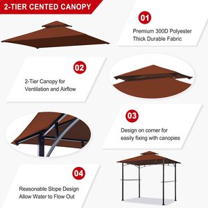 Soffitto di ricambio per padiglione da giardino esterno impermeabile, rosso vino con prese d'aria, sostituire il gazebo per terrazza capannone - Product Image 3