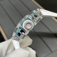 Montre mécanique pour homme personnalisée 35-01, boîtier transparent en cristal amélioré, cadran squelette, bracelet en caoutchouc, cadeau pour homme