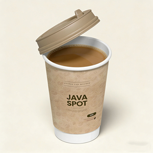 แก้วกาแฟร้อนแบบใช้แล้วทิ้ง ผนังสองชั้น ย่อยสลายได้ พิมพ์โลโก้ได้ตามต้องการ แก้วกระดาษเคลือบตรงสำหรับคาปูชิโน พร้อมฝาปิด - Product Image 3