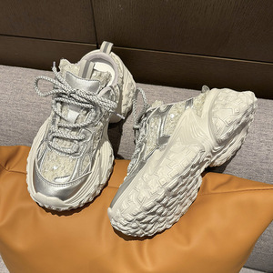 รองเท้าสเกตบอร์ดสไตล์ตะวันตกสำหรับผู้ชาย, รองเท้าตาข่ายแบบเย็บปะติดสำหรับทุกเพศรองเท้าส้นหนาพื้นหนาพื้นรองเท้าหนา - Product Image 3