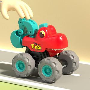 Enfants en plastique <span class=keywords><strong>dessin</strong></span> <span class=keywords><strong>animé</strong></span> <span class=keywords><strong>Dino</strong></span> ingénierie véhicule Friction camion dinosaure retirer voiture ensemble - Product Image 2